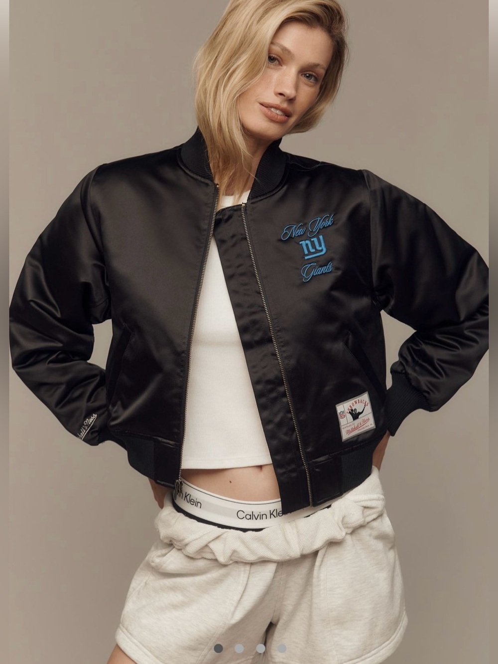 NWT- NY Giants Women's Black Bomber Jacket- Anthropologie